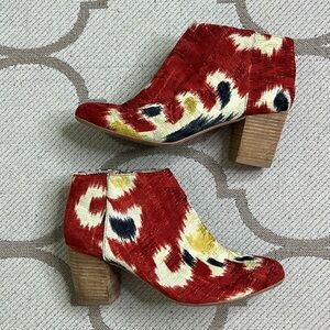 Miss Albright Anthropologie Fabric 3” heel Booties, size 7.5